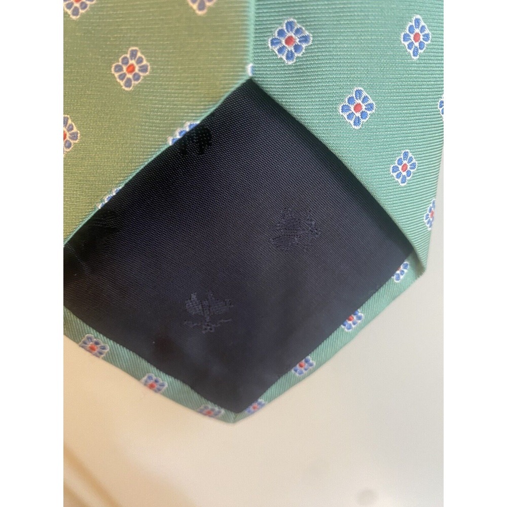 Brooks Brothers Makers Men's Green Floral Silk Necktie Handmade In USA - Picture 5 of 5